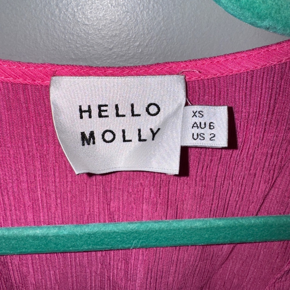 EUC Hello Molly Berry Bie Dress Hot Pink Front Tie Size XS - Picture 4 of 8
